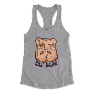 Toast Malone Womens Racerback Tank in Heather Grey color